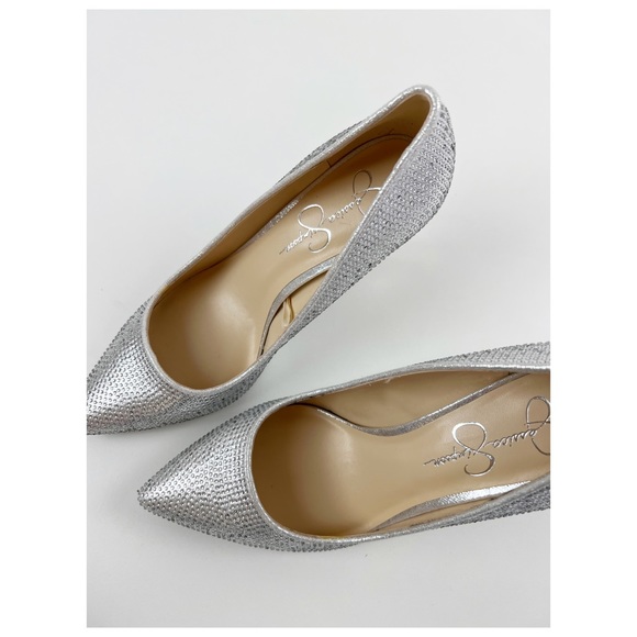 Jessica Simpson Evening Heels Sparkly Rhinestone Silver - Picture 13 of 15